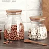 Matburkar Canisters kök Rainy Lagring Can Food Sealed Can Transparent Glass Storage Can Coffee Bean Storage Can Bamboo Cap Tea Canl24326