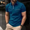 T-shirts pour hommes Voyage d'été Hommes Casual Polo à manches courtes T-shirt de poche à fermeture éclair sur la poitrine Polo respirant pour hommes Vêtements pour hommes T240325