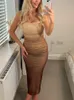 Traf damskie sukienki z folią siatkową sukienki z nadrukiem dla kobiet 2023 Midi Casual Summer Bodycon Slip Corset 240315