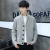 Suéter do pai falso dois novos suéteres masculino casual malha fina jaqueta versão coreana personalizado topo cardigan tendência