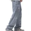 harajuku Yk2 Men's High Waist Loose Jeans Youth Elastic Hip Hop Streetwear Denim Trousers Male Baggy Pants G836#