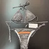 designer bikini trend D brand Fashion swimwear luxury swimsuit Leopard print two-piece swimsuit sexy style beach sea side