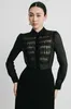 Elegant Eenvoudig Dames Shirt Design Sheer Triacetaat 60% Acetaat 40% Polyester Rosa Puntig Shirt Lange mouwen Losvallend