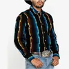 Tribal mode Vintage Sport hommes costume fête clair graphique chemise revers boutonné décontracté violet bleu hauts 240321
