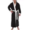 men Robe Soft Coral Fleece Pockets Lg Bath Robe Home Gown Sleepwear T5HG#