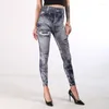Активные брюки 2024, женские джинсовые леггинсы с принтом, модные облегающие эластичные брюки, укороченные эластичные брюки для йоги, фитнеса