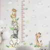 Aufkleber Dschungeltiere Höhenmessen Sie Wandaufkleber für Kinder Jungen Mädchen Babyzimmer Dekor Giraffe Elefant Wachstum Wachstum Wallpaper Vinyl