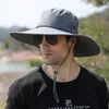 Chapeau pare-soleil pour hommes en plein air chapeau à large bord de 12 cm avec couvre-visage chapeau d'alpinisme de pêche chapeau de pêcheur respirant décontracté 240320