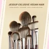 Jessup Makeup Brushes set 15pcs Brown Make up Brushes Vegan Foundation Blender Concealer Powder Eyeshadow Highlighter BrushT498 240311