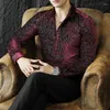 Men's Casual Shirts Velvet Shiny Prom Dance Clothes For Men Luxury Party Mens Dress Spring Long Sleeve Club Blouse 2024