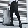 Urlaub Lässige schwarze Hosen Männer Dünne Herren Fi Techwear Outdoor Shop Reisen Slim-Fit Punk Hose 4 Seass Vielseitig O2ck #