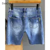 Samla Plus Size Men fi dolne środkowa talia Krym dżinsowe luźne dziura vintage rozryte krótkie dżinsy męskie letnie hotpants Q4su#