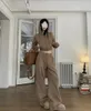 Kvinnors byxor verkliga pris stor storlek meridian plysch hoodie jacka casual sport förtjockad bred ben tvådelar set