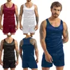 Fi pijamas para hombres Conjunto de verano satinado masculino Sleevel Tank Top Shorts ropa de dormir Ropa de dormir Ropa de dormir Homesuit Casual Homewear F9Wi #