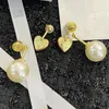 Stud Earrings Fashion Long Gold Color Strawberry Love Heart Pearl Retro Brass Women Party Jewelry High Quality Gift