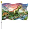 Accessoires Drapeau de dinosaure de la jungle Jurassic Dino World Drapeaux de maison, porche intérieur, décoration extérieure, drapeaux de couleurs vives, bannières avec œillets en laiton