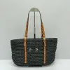 Designer Gras Strandtasche Mode Mesh Hohl gewebt Sommer Gras Tasche Schwarz Aprikose Sommer Rafia Urlaub Einkaufstasche mit großer Kapazität