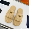 Women Beach Slippers Designer Slides Fashion Sandals Thick Bottom Braid Shoes Alphabet Lady Platform Roman Sandals With box size 35-41