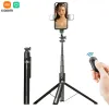 Houders Xaiomi Mijia P100 Statief voor telefoon Selfie Stick 360 ° rotatiehouder Bluetooth-statief met afstandsbediening met invullicht