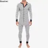 Män underkläder pajama mager randig jumpsuit lg hylsa o nacke rumpa romper sömnkläder övergripande grossist-onesies- pajama set z8bi#