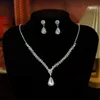 Acessórios de casamento da noiva feminino colar decoração conjunto moda garra corrente brilhante cheio diamante banquete brincos