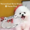Solitaire Ring 925 Silver Personalized Pet Name Rings for Women Mens Ring Cat Ear Dog Bone Shaped with Crystal Ring Custom Name Jewelry Gifts 230607