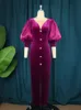 Plus Size Lantern Sleeve Slit Early Autumn Light Mature Style V-Neck Formal Vintage Dress 241232