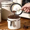 Garrafas de armazenamento de aço inoxidável, recipiente hermético de grãos de café, recipiente selado a vácuo, pode selar alimentos de enchimento