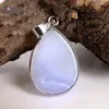 Pendant Necklaces A Real Natural Gem Stone Blue Chalcedony Agate Cabochon Beads Crystal Necklace & Women Accessories Bijou Jewelry 859