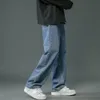 Мужские джинсы с прямыми ногами Мужские широкие джинсовые брюки в стиле хип-хоп Wed Джинсы с карманами Сплошной цвет на весну для мужчин L0Sj #
