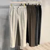 Gmiixder Leichte Luxus-Wollhose für Herren, gerades Rohr, lockere knöchellange Hose, Herbst-Winter, poliert, lässig, elegant, Hose f3Wn #