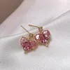 Stud Earrings Exquisite Pink Zircon Heart Charm Crystal Engagement Wedding Jewelry Lover's Gifts