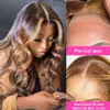 30 40 Inch Body Wave Highlight Wig Human Hair Honey Blonde Brown Colored 5x5 Glueless Lace Closure Human Hair Wigs for Women