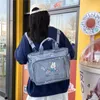 Estilo japonês kawaii bonito mochila feminina pvc saco transparente itabag meninas escola estudante livro jk ombro 240323