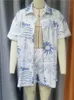 Hirigin Holiday Dwa sztuki ustawiają letnie stroje na plaży dla kobiet z nadrukowanymi koszulami i szortami krótkie rękawy 240323