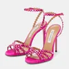 Aquazzura 105cm Stiletto heel sandals rhinestone pvc sandals Crystal decoration open toes High heels womens Luxury designer Street Style heeled shoes with box