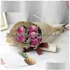 Dried Flowers Natural Flower Sunflower Bouquet Rose Lovers Grass Dining Table Wedding Party Home Decoration Valentines Day Drop Delive Dhtjn