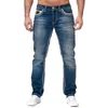 Mężczyźni Spring Summer Spodni Spodni swobodny kulturystyka kieszenie dżinsowe spodni spodni pełna długość swobodna spodni hoam v72d#