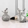 Miniaturas archaiz prata pinha pássaro desktop mobiliário doméstico exibição vitrine loja janela decoração pássaros estatueta ornamento presente um par