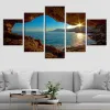 5 peças pintura em tela de paisagem moderna arte de parede impressa fotos decoração de casa montanha pôr do sol arte de parede para decoração de sala de estar