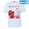 Singer Girl in Red 3D Print överdimensionerad t-skjorta Kvinnor Män Summer mode o-hals Kort ärm Rolig t-shirt grafisk tees streetwear