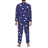 Night Sky Pijama Define Outono Mo e Estrelas Imprimir Kawaii Quarto Pijamas Masculino 2 Peças Soltas Oversized Home Suit Gift Idea O9oY #