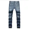 retro Trendy Men's Blue Jeans Distred Frayed Straight Lg Pants Male Casual Comfortable Cott Ripped Regular Denim Trousers w1oa#
