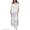 Casual Dresses Custom White Polynesian Traditional Samoa Puletasi Set Ethnic Style Long Maxi Two Piece Skirt SetsCasual