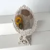 Espelhos estilo europeu palácio escultura espelho de maquiagem vintage floral oval espelho de mão decoração de casa espelho de maquiagem zm1202