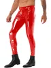 mens Black Red Motorcycling Leggings Patent Leather Skinny Pants Two-way Zipper Crotch Trousers Wet Look Clubwear Leggings 67fS#