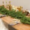 装飾人工クリスマスガーランドアイビーバイン季節の松の針サイプレスガーランドグリーンリー植物ホームハロウィーン冬の装飾