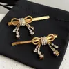 Trendy Crystal Bow Gold Hair Clip Women Fashion Designer Jewelry Accessories Lovely Girl Gift Party 240311