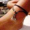 Cavigliere Bracciale alla caviglia in pelle da donna cuore stella e luna surfista in pelle caviglia bohémien gioielli piede spiaggia regaloC24326