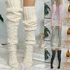 Chaussettes hautes pour femmes, bas longs au-dessus du genou, Lolita Cosplay, tricot chaud, mode automne hiver